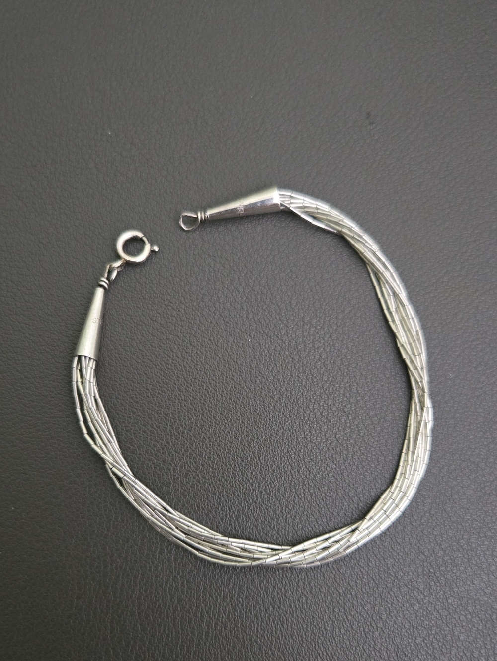 Liquid Sterling Silver Bracelet 10 Strands 7” Traditional Navajo Liquid Silver